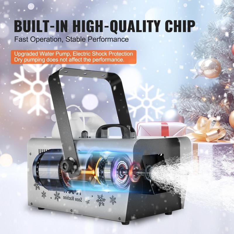 VEVOR Snow Machine, Tiktokshopblackfriday, 1500W Snow Maker Machine with 2 Remotes Control and 5L Large Capacity Water Tank, High Output Snowflake Maker Stage Snow Effect for Christmas, Halloween, Wedding, DJ Parties